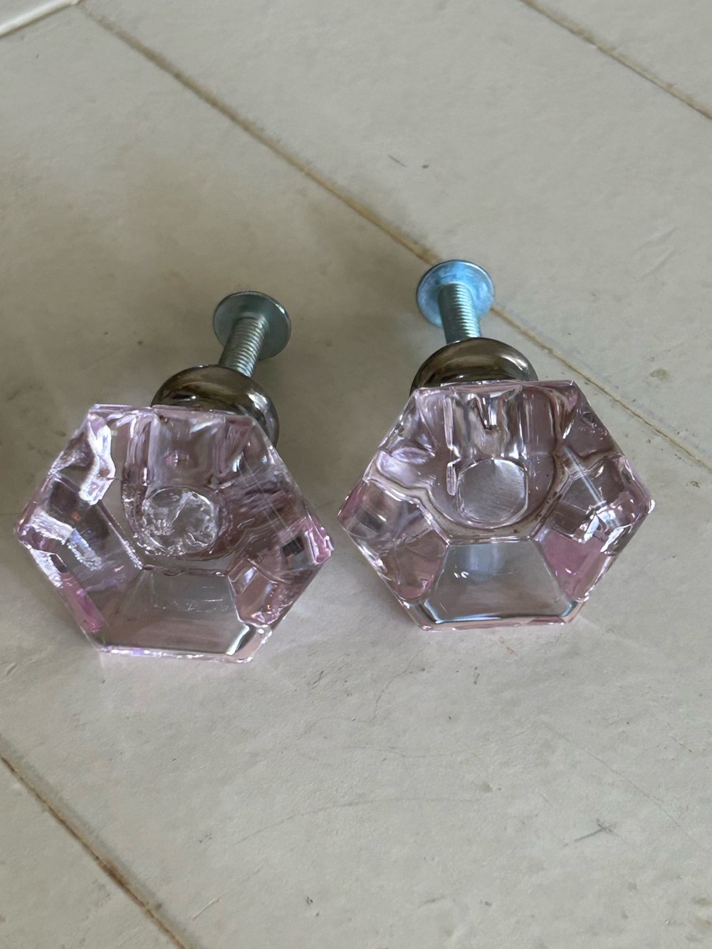 World Market Pink Acrylic Cabinet Dresser Drawer Knob ~ pack of 2